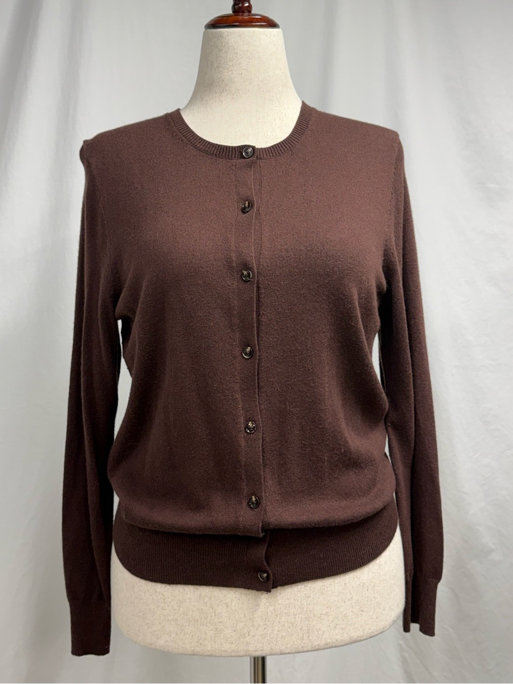 Classic Brown Button-Front Women's Cardigan Sweater